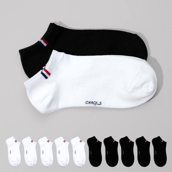 착스 여성용 프리미엄 앞코 보강 발목 포인트 스니커즈 양말 10켤레 세트