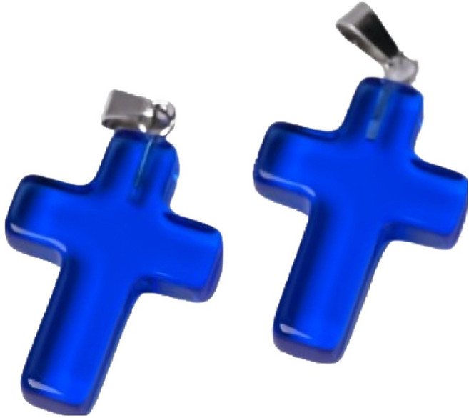 미소로운 미니 십자가 펜던트, 투명블루, 2개