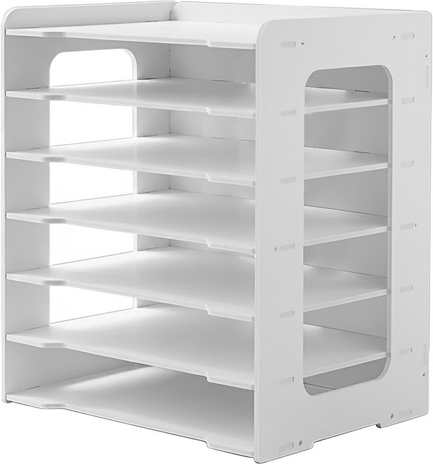 文件置物架 PVC環保材質 34*25*39cm 中國製, 7層, 白色