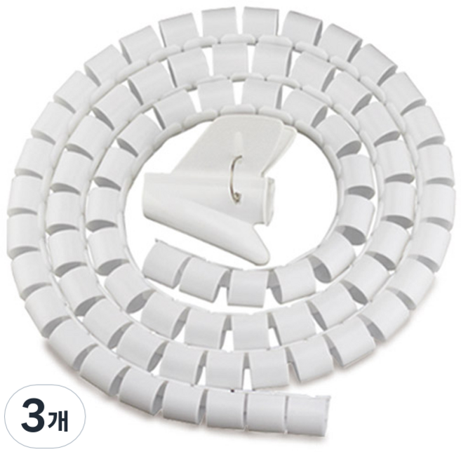 마켓플랜 롤 케이블 정리커버 22mm, 3개, 화이트