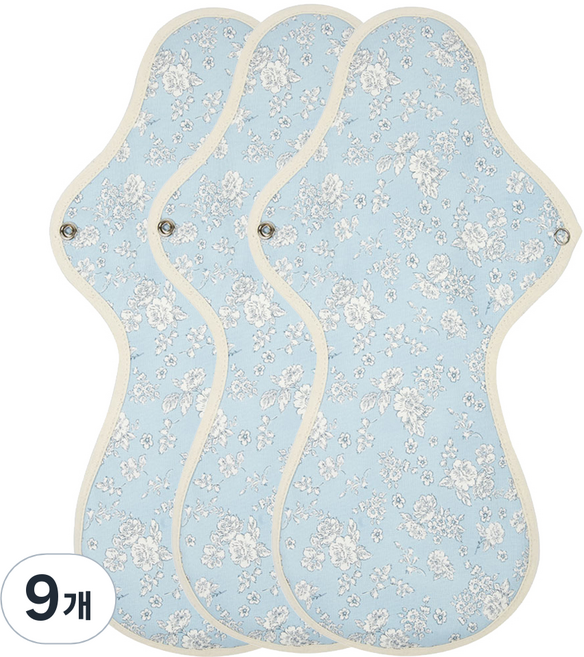 위즐리 면생리대 블루플라워, 오버나이트 이상, 1개입, 9개