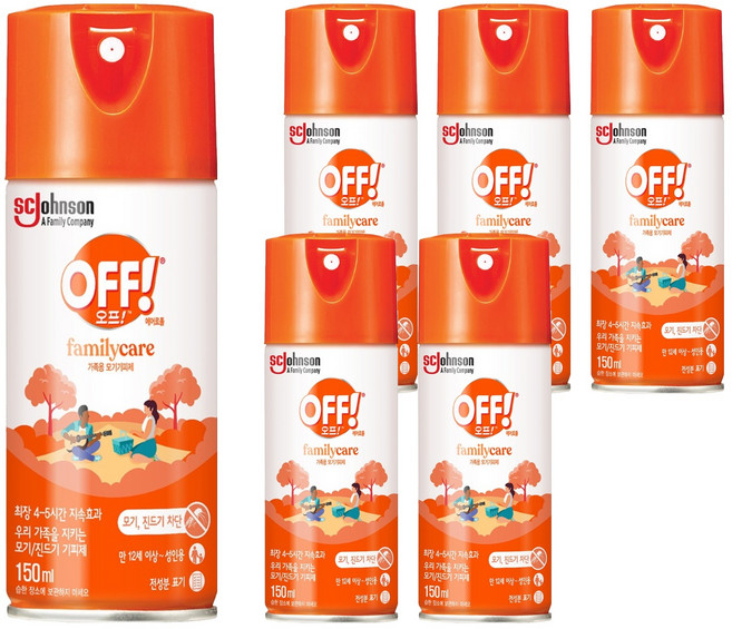 OFF 에어로졸 모기기피 스프레이, 150ml, 6개
