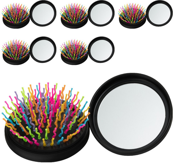 아이캔디 레인보우 볼륨S 헤어브러쉬 컴팩트, 블랙, 6개