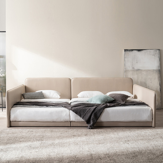 삼익가구 루시 슬림형 저상형 패밀리 침대 프레임 2p + 사이드 가드 2p 세트 방문설치, 베이지