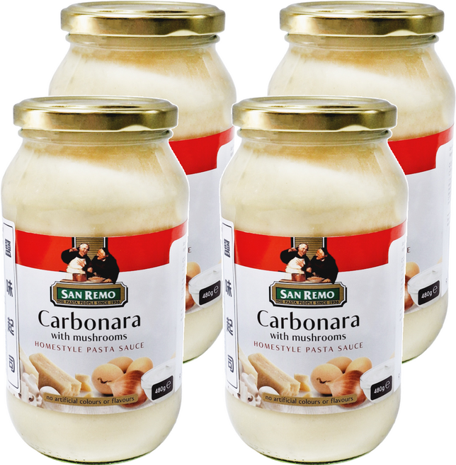 SAN REMO 頂級麵醬 奶油白醬, 480g, 4罐