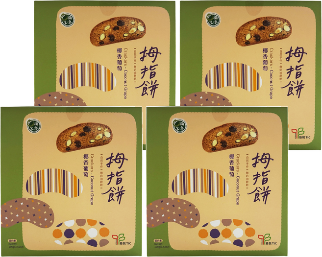 口福不淺 拇指餅 椰香葡萄, 100g, 4個