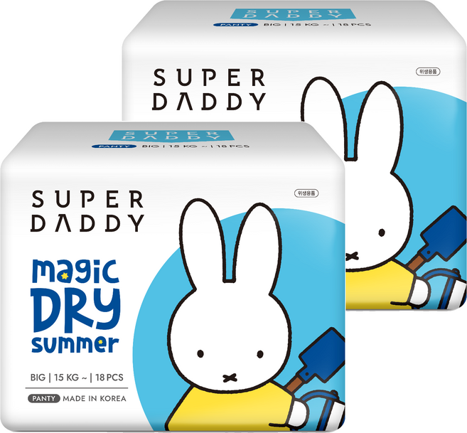 슈퍼대디 썸머 매직드라이 팬티형 기저귀 남여공용, 빅형(Big), 36매