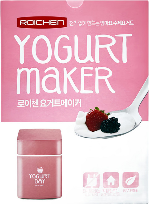 ROICHEN 免插電優格機 900ml, 粉紅色, 1個