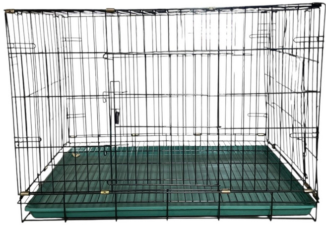 得福 靜電烤漆折疊式籠 犬貓籠, 1入, 黑色 + 綠色