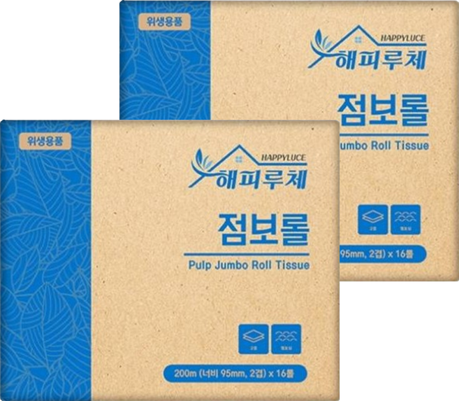 해피루체 2겹 점보롤, 200m, 16롤, 2개
