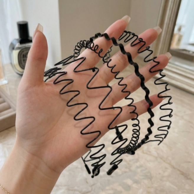 언니고무줄 웨이브 스프링 머리띠 헤어밴드 5종 세트