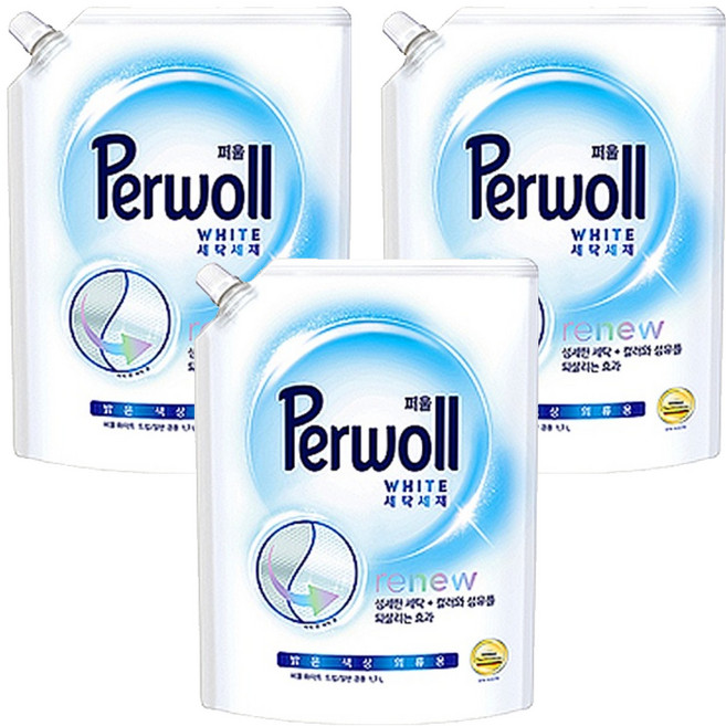 퍼울 화이트 세탁세제 겸용 리필, 1.7L, 3개