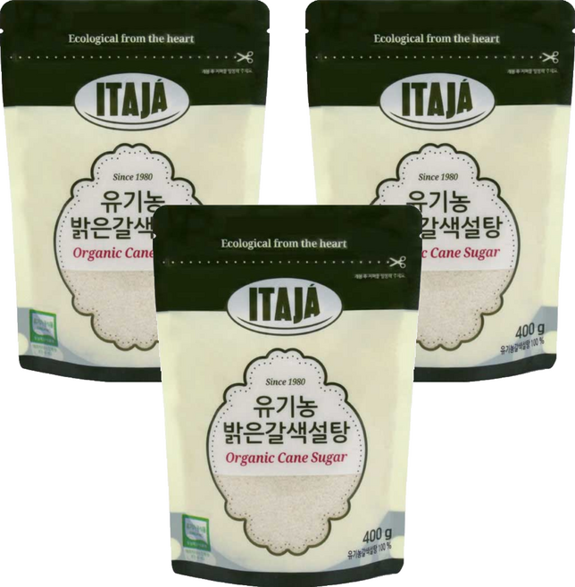 이타자 유기농 밝은갈색설탕, 400g, 3개