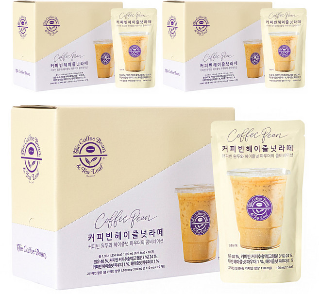 The Coffee Bean 榛果拿鐵袋裝優質液態咖啡, 190ml, 30個
