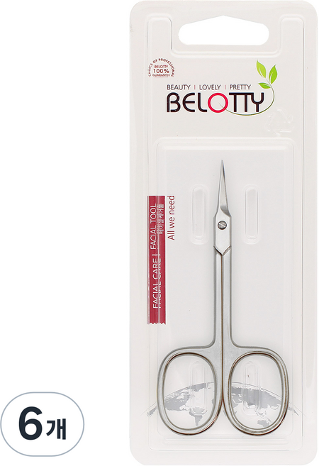 벨로티 이태리산 고급 큐티클 포인트가위, 실버, 6개
