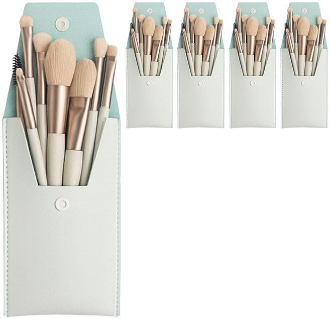 쭈니즈 메이크업 브러쉬 립 아이 블러셔 쉐딩 파우더 미니 브러쉬세트, 연파랑, 5개