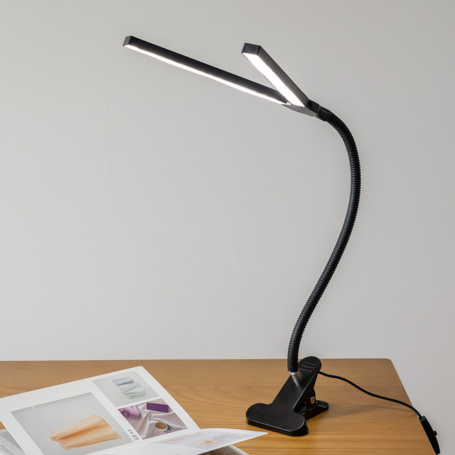 IRENE 듀얼 헤드 클립 LED 스탠드 IR2200T, 블랙