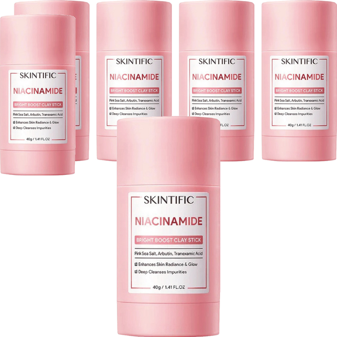 SKINTIFIC 菸鹼醯胺亮白泥膜棒 40g, 1個, 6罐