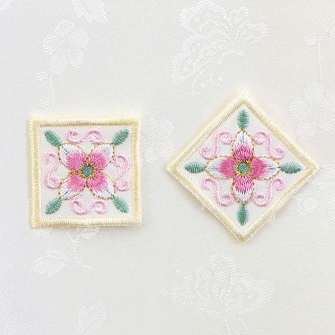 코하스아이디 한복 4각 자수장식 패치, 레몬, 6개