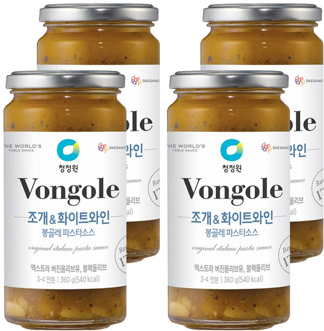 청정원 조개 앤 화이트와인 봉골레 파스타 소스, 360g, 4개