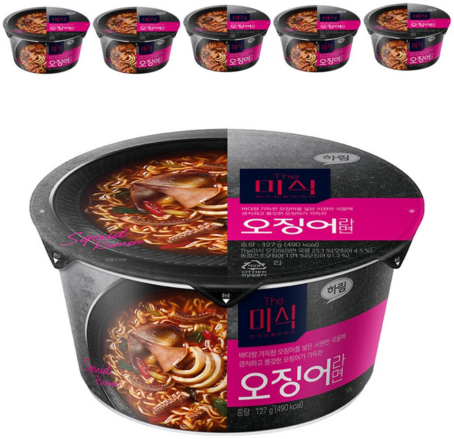 더미식 오징어 컵라면 127g, 6개