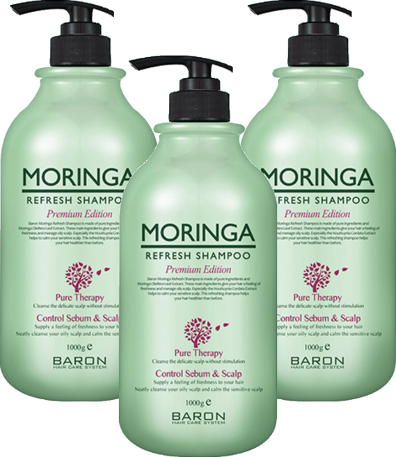 바론 모링가 리프레쉬 샴푸, 1kg, 3개