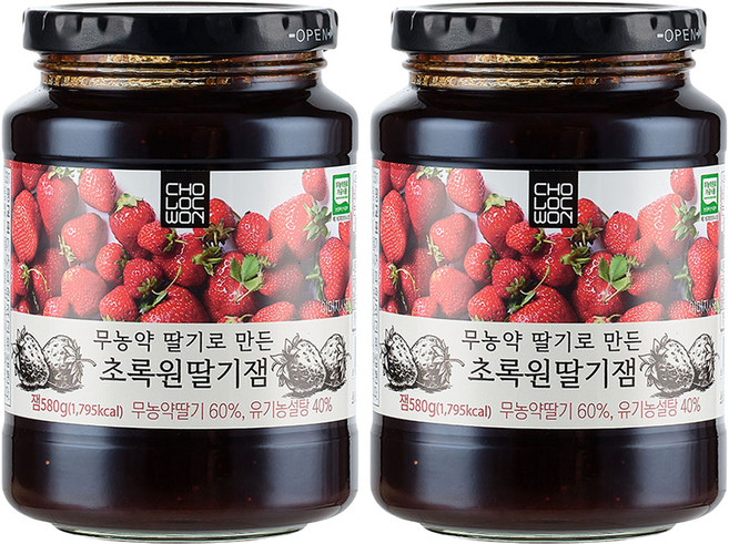 초록원 무농약딸기로 만든 딸기잼, 580g, 2개