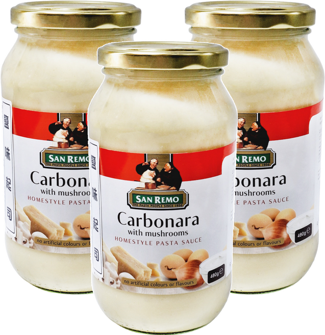 SAN REMO 頂級麵醬 奶油白醬, 480g, 3罐
