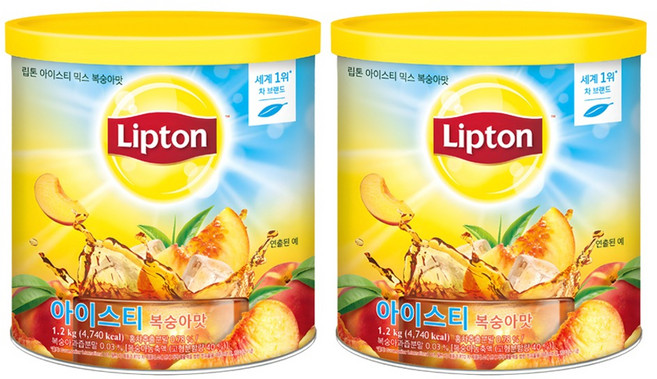 립톤 아이스티 믹스 복숭아맛, 1개입, 2개, 1.2kg