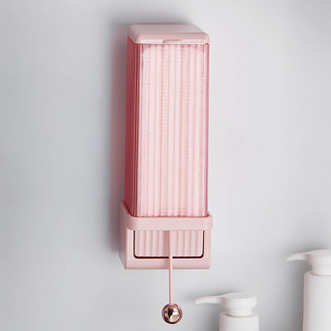 마메 디스펜서 벽걸이용 화장솜 보관케이스, 핑크, 1개
