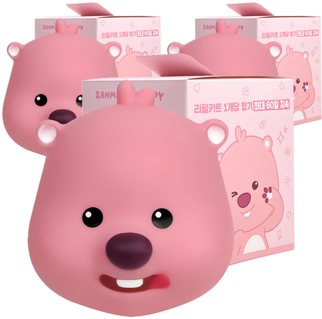 벨르아망 잔망루피 빅페이스 차량용 방향제 군침루피, 3개, 프레쉬 코튼