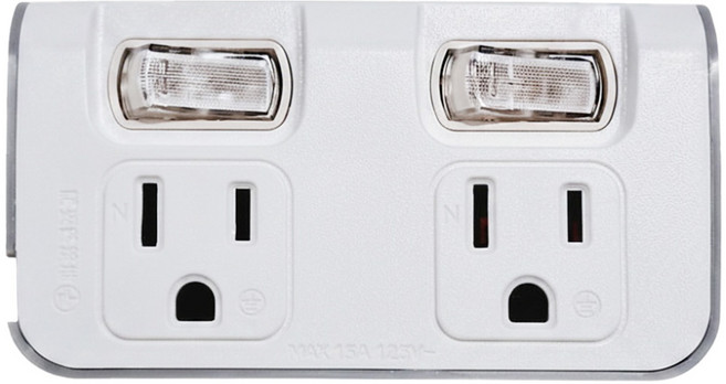 POLYWELL 寶利威爾 2切2座節能小壁插 3轉2P 獨立開關省電, 96mm, PW15-T05-A081, 1個