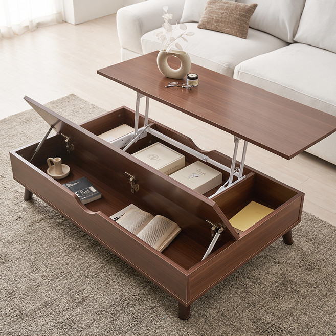 파로마 와이드 리프트업 소파 테이블 1200 방문설치, 월넛