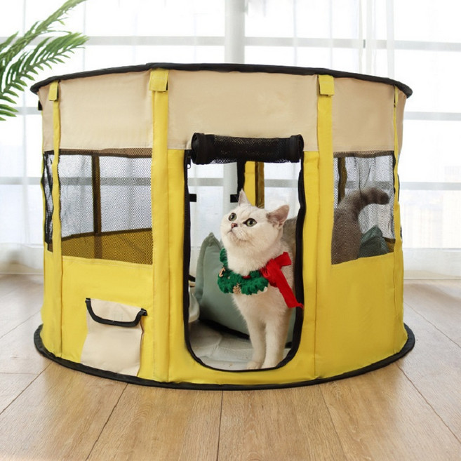 가또나인 고양이 강아지 텐트 숨숨집 펫하우스, 옐로우, 1개