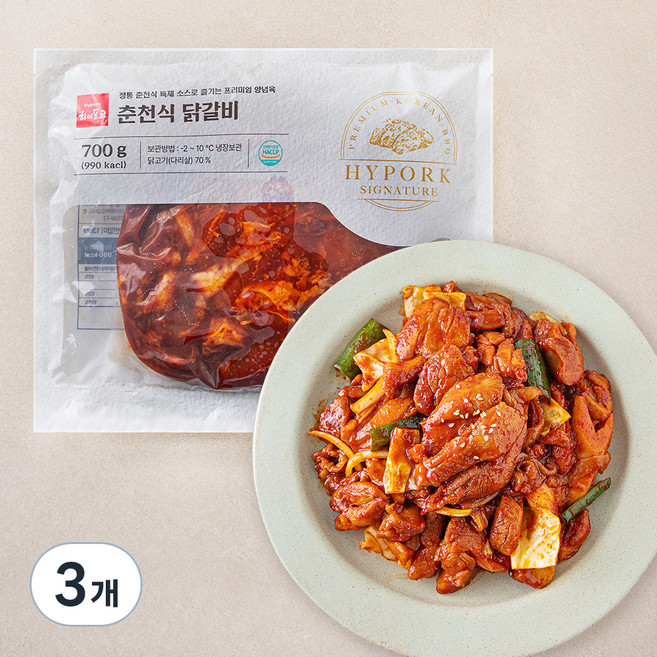 하이포크 춘천식 닭갈비, 700g, 3개