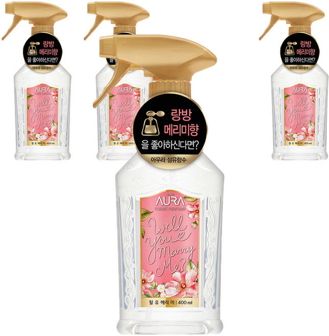 아우라 섬유 향수 본품, 윌유메리미, 400ml, 4개