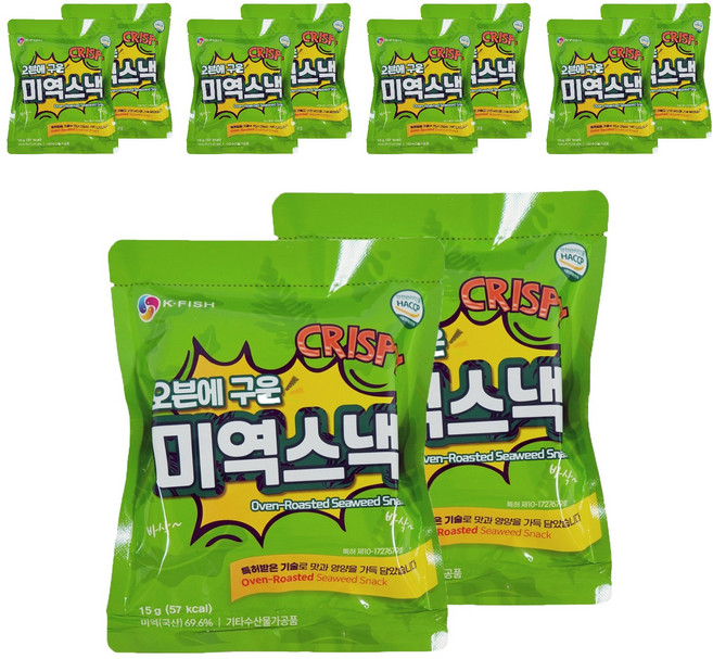 석하 오븐에 구운 미역스낵, 15g, 10개