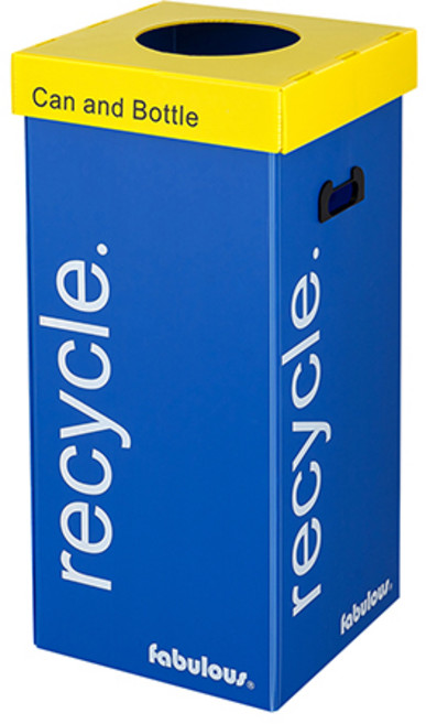 패블러스 리사이클 폴드 캔병류 분리수거함 60L, 블루 + 캔병류옐로우