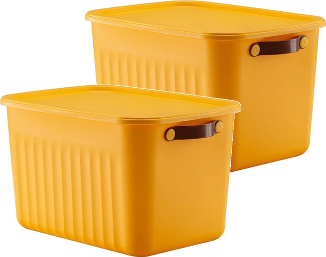 小麥購物 北歐風收納箱, 黃色, 1組