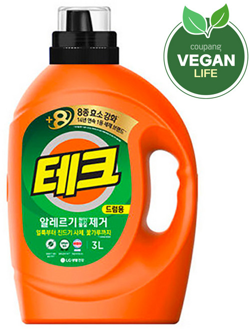 [비건라이프] 테크 알레르기 원인물질 제거 드럼용 액상세제 본품, 3L, 1개