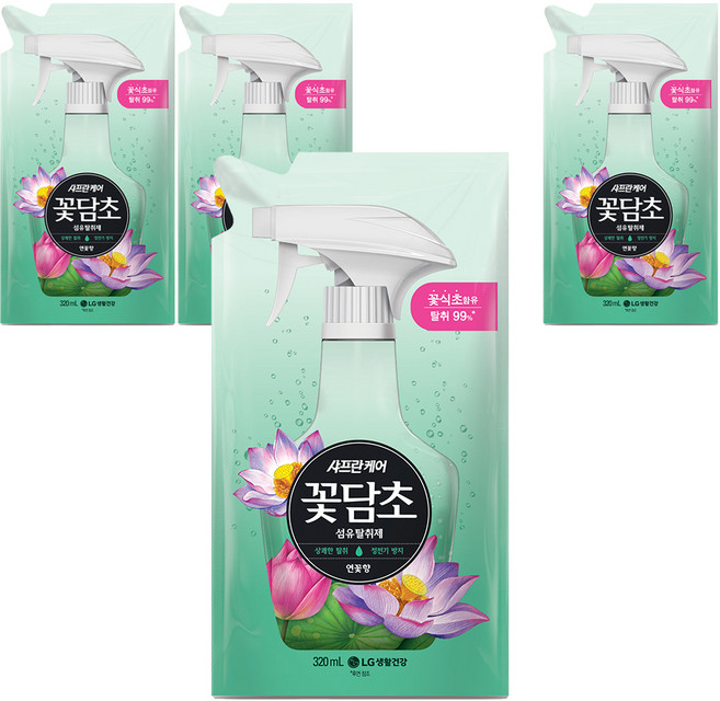 샤프란꽃담초 샤프란케어 섬유탈취제 연꽃향 리필, 320ml, 4개
