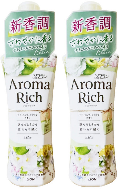 LION 獅王 Aroma Rich 香氛柔軟精 Ellie 青蘋茉莉香, 480ml, 2瓶