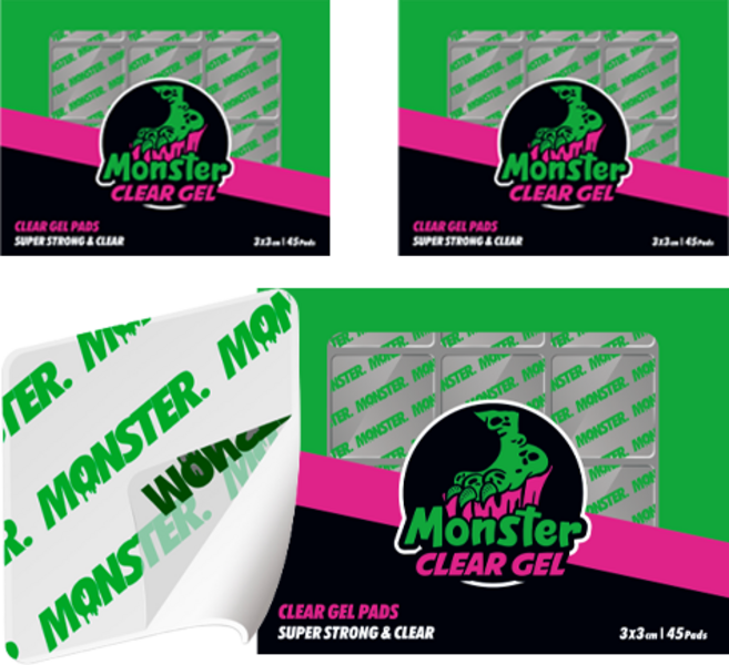 몬스터겔 초강력 사각 스티커형 클리어겔 45p, 3개