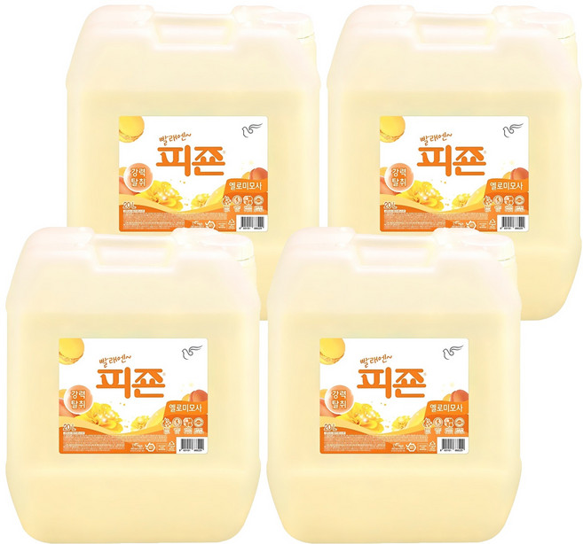 피죤 레귤러 섬유유연제 옐로미모사 본품, 20L, 4개