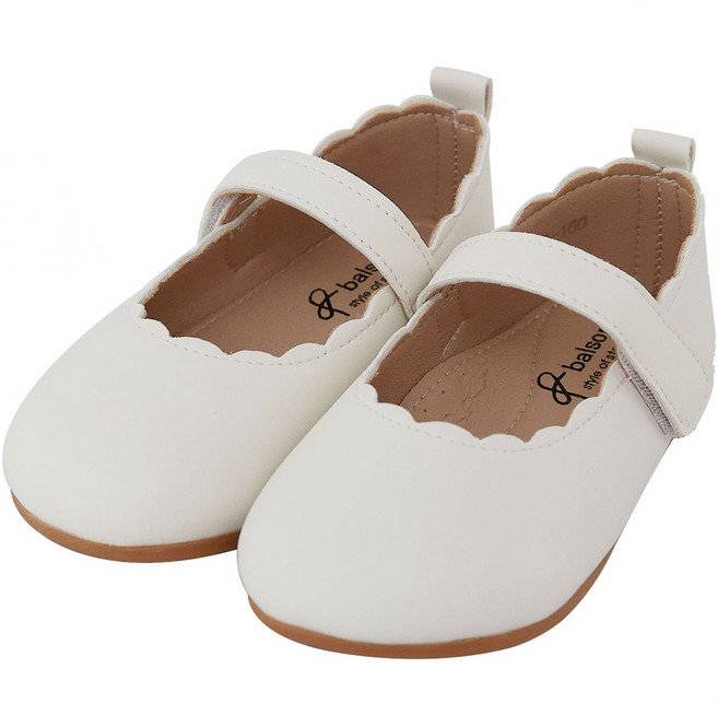 발소리 베이비쨈 여아용 물결 플랫 구두