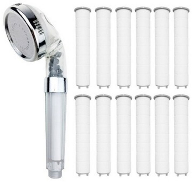 Reverence 噴射水壓微過濾蓮蓬頭 + 12入濾芯組, 1組, 白色