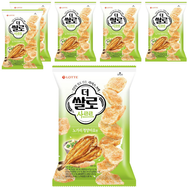 더쌀로 사르르 노가리 청양마요맛, 6개, 50g