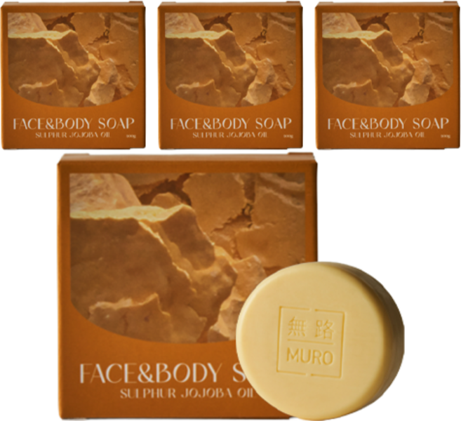 MURO 無路 硫磺荷荷巴油五穀香皂, 75g, 4入