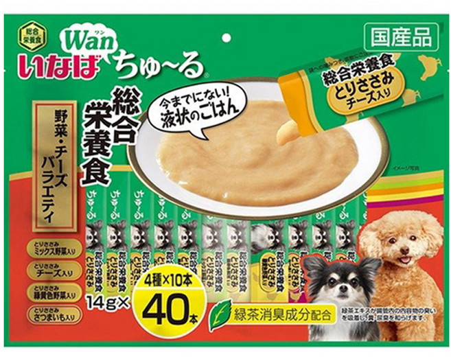 이나바 강아지 완츄르 40P, 채소&치즈버라이어티, 560g, 1개