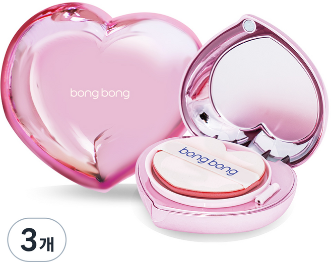 봉봉프렌즈 여아용 저자극 무기자차 하트 선쿠션 SPF50+ PA++++, 15g, 3개